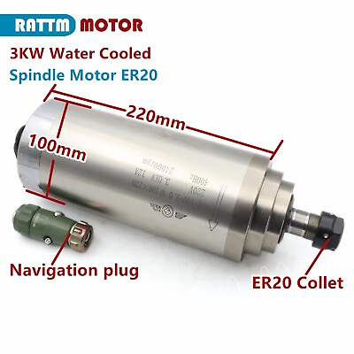 #ad 3KW 220V ER20 Water Cooled Spindle Motor 100mm Dia 24000RPM f CNC Milling Grind $255.60