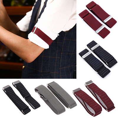 #ad Adjustable Elastic Non Slip Shirt Belt Cufflinks Sleeves Holder Arm Garter A $6.71