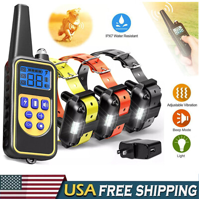2800 FT Dog Training Collar Rechargeable Remote Shock PET Waterproof Trainer USA $25.99