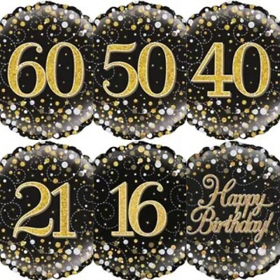 #ad Birthday Balloon Black Gold Helium Air 18quot; Foil Party Decoration Shiny Choose GBP 2.89