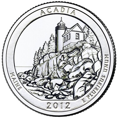 #ad 2012 D Acadia National Park Quarter. ATB Series Uncirculated From US Mint roll. $2.59