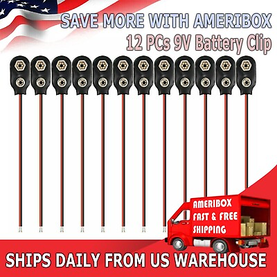 #ad New Pack of 12 9V Battery Connector Snap Clip Wire Connector Lead Holder T Type $3.95