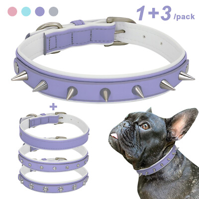 Soft Padded Leather Dog Collar Spike Studded Skull Rhinestone Accessories S L $22.99