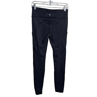 #ad Lululemon Leggings Women#x27;s 6 Gray Athletic Pants Pockets Full Length $22.05
