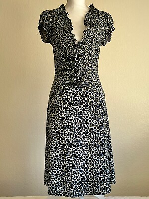 #ad BCBG Maxazria Size 2 Dress V Neck Short Sleeve Stretch Waist Form Flattering $10.00