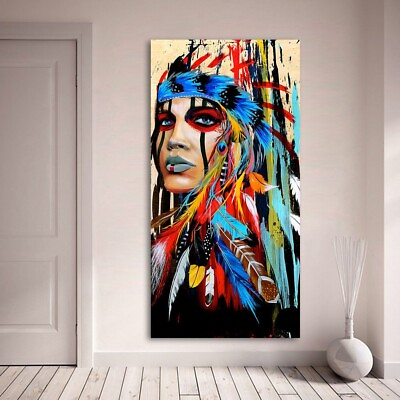 #ad LMOP009 100% hand painted portrait color native girl art oil painting canvas $55.81