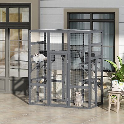 #ad COZIWOW Cat House Catio Outdoor Cat Enclosure Large For Multiple Cat Window Cage $269.98
