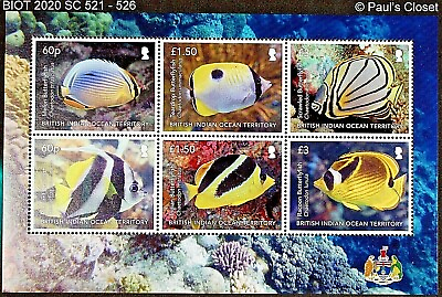 #ad BRITISH INDIAN OCEAN TERRITORY 2020 SC 521 MNH BUTTERFLY FISH S S SET OF 6 VFINE $19.75