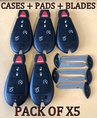 #ad X5 REPLACEMENT JEEP GRAND CHEROKEE REMOTE KEY FOB CASE SHELL amp; PAD FOR 68066849 $22.45