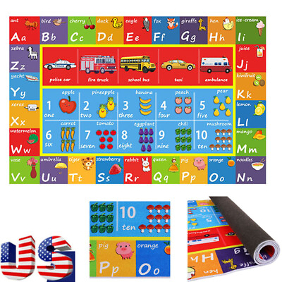 #ad Kids ABC Educational Alphabet Letter Numbers Anti Skid Area Rug Early Education $39.89