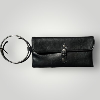 #ad 🌻Victoria#x27;s Secret Mini Black Leather Pouch Clutch Wristlet. $15.00