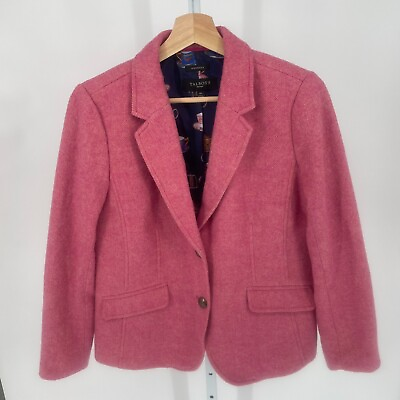 #ad Talbots Blazer Womens 10P Pink Herringbone Tweed Aberdeen Wool Career Teacup $67.38