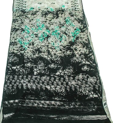 #ad Vintage Indian 100% Pure Crepe Silk Saree Printed Sari Wrap Sarong PCSS1965 $34.99