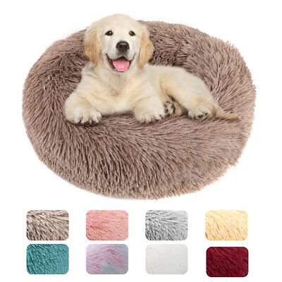 #ad Plush Pet Bed Calming Donut Dog Bed Cat Bed Round Cuddler Nest Cushion Beds Mat $13.69