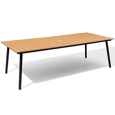 #ad 95inch Outdoor Dining Table Patio Table with Wooden Like Top and Aluminum Frame $439.00