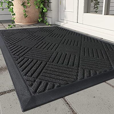 #ad Entry Rug Heavy Duty Non Slip Rubber Outdoor Mats for Front Door Absorbent Dirt $23.36