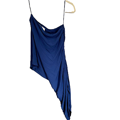#ad Haute Hippie Womens Blue Tank Size XS Strappy Sleeveless Side Zip Draped Top $14.99