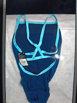 #ad SPEEDO One Piece Swimsuit Womens 6 30 Blue Black NEW NWOT Swim Suit $24.97