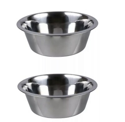 #ad Large Stainless Steel Dog Bowls Set of 2 Food AND Water Dish 52oz FREE SHIPPING $14.98