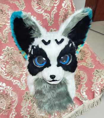 #ad Long Fur Husky Dog Fox Mascot Head Party Halloween Fur Cosplay Head #553 $236.00