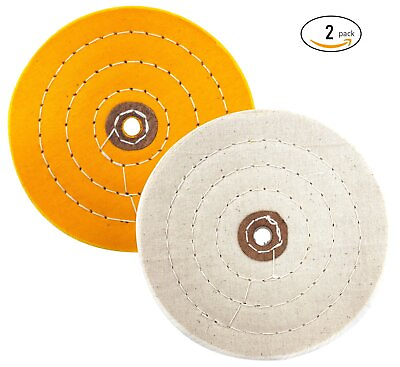 #ad 2pk 6quot; Buffing Wheel for Bench Grinder Yellow Hard and White Soft Extra Thick $19.99