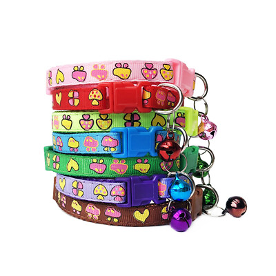 Cute Quick Release Nylon Cat Dog Collars With Bell Safety For Small Kitten Puppy $1.29