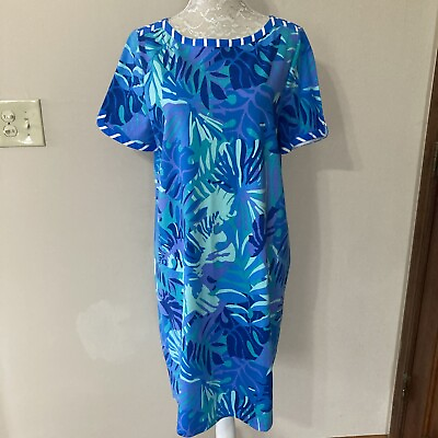 #ad NWT Chico’s Women’s Lush Foliage Nikki Short Sleeve Cotton Dress Size 2 Medium $35.00