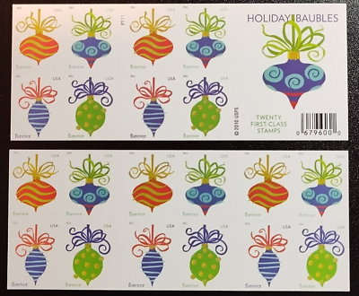 #ad Mint US Holiday Baubles Booklet Pane of 20 Forever Stamps Scott# 4571 4574 MNH $13.45