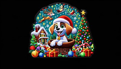 #ad Puppy Dog Patch Iron on Applique Clothing Canine K9 Christmas Badge Gift $5.87