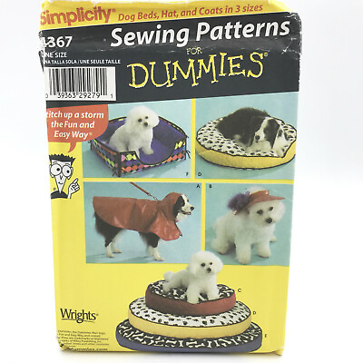#ad Simplicity 4367 Dog Coat and Dog Beds Uncut Sewing Pattern for Dummies Easy $15.80