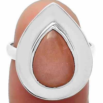 #ad Natural Peach Moonstone 925 Sterling Silver Ring s.7 Jewelry R 1082 $10.99