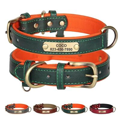 #ad #ad Custom Leather Dog New Collar Leash Set Free Engraved Nameplate All Dog Sizes $11.99