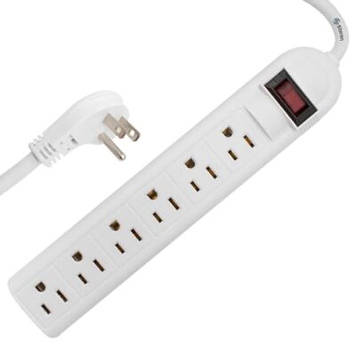 #ad Power Strip with 3 Ft Cord Flat Plug Surge Protector with 6 AC 90 Degree Spa... $23.73