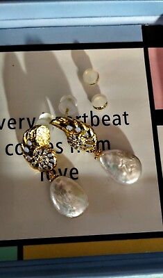 #ad Sismiurra 18k Vermeil Yellow Pearl Earrings $15.00