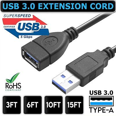 USB 3.0 Extender Extension Cable Cord Type A Male to Female 3 10FT HIGH SPEED $5.95