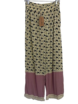 #ad Natural Life Llama Tassel Pants Fringe Elastic Waist Loungewear Medium $29.94
