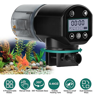 #ad 250ML Adjustable Fish Feeder Aquarium Tank Automatic Timer Fish Food Dispenser $21.27