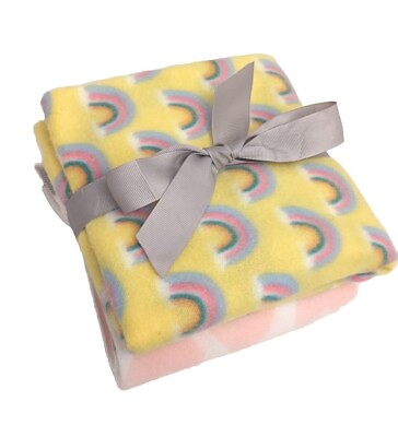 #ad 2 Pieces Set Baby Blankets Carter#x27;s Baby Girls Rainbows And Hearts 29×35 In $16.99