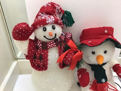 #ad 2 Christmas Snowmen Holiday Decorations Collectable Home Seasonal $12.00