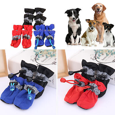 #ad #ad Waterproof Dog Pet Shoes 4 PCS Rain Boots Paw Protectors Adjustable Drawstring $9.29