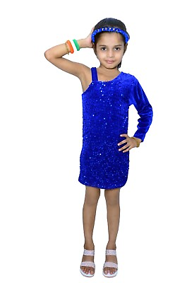 #ad #ad One Shoulder Styled Royal Blue Embroided Cotton Party Wear Dress for Girl#x27;s $37.99
