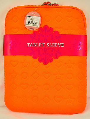 #ad BRAND NEW neon table sleeve embossed I pad case orange MSRP $30 top big zipper $6.92