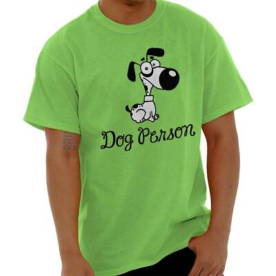 #ad Dog Person Funny Cute Puppy Pet Owner Lover Adult Short Sleeve Crewneck Tee $19.99