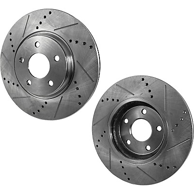 #ad Brake Disc For 15 20 Ford Mustang Vented Disc Cross drilled and Slotted Front $136.93