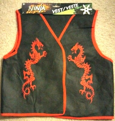 #ad CHILDREN#x27;S NINJA VEST BLACK RED AGES 3 NEW WITH EXPEDITED SHIPPING $8.99