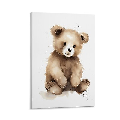 #ad Baby Bear Watercolour Nursery Canvas Poster Home Decor Landscaping Gift $75.00