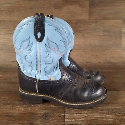 #ad Justin Gypsy Gemma Womens Boots Size 7 B Black Blue Classic Casual Shoes L9905 $35.05