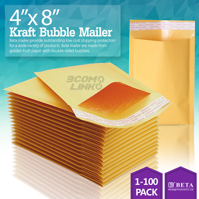 #ad 4x8 4x7 Kraft Self Seal Bubble Mailer Padded Envelope #000 2550100500 $5.90