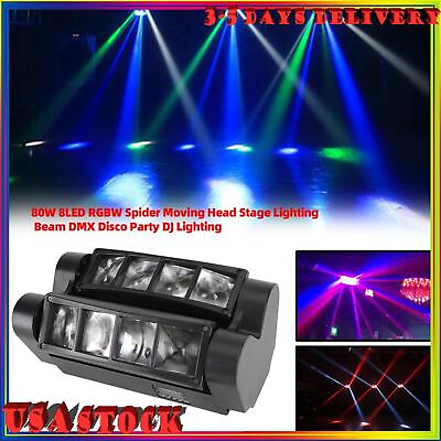 #ad DJ Lighting 80W 8LED RGBW Spider Moving Head Stage Lighting Beam DMX Disco Party $65.73