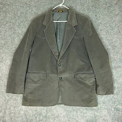 #ad Pioneer Wear Mens Jacket 44R Gray Suit Sport Coat Blazer Corduroy Formal Career $23.99